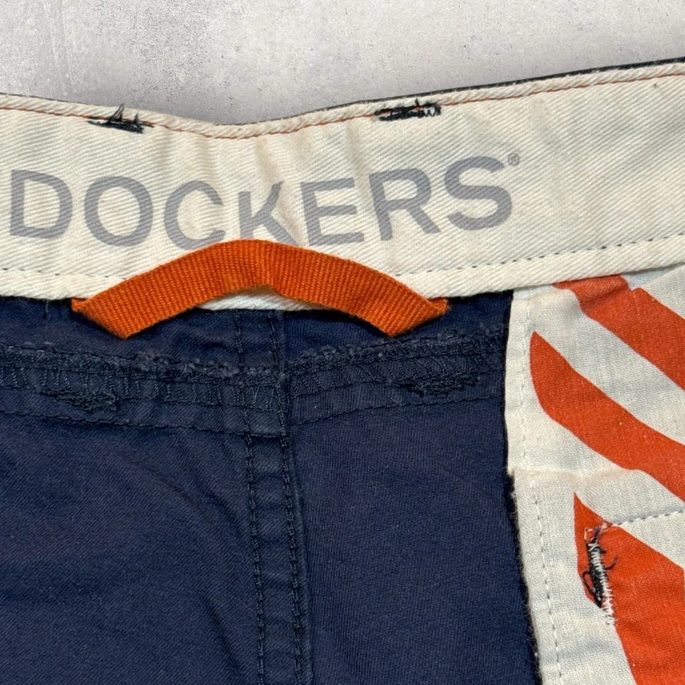 Dockers Chino Shorts Mens 36 Navy Blue Flat Front Cotton Preppy Casual